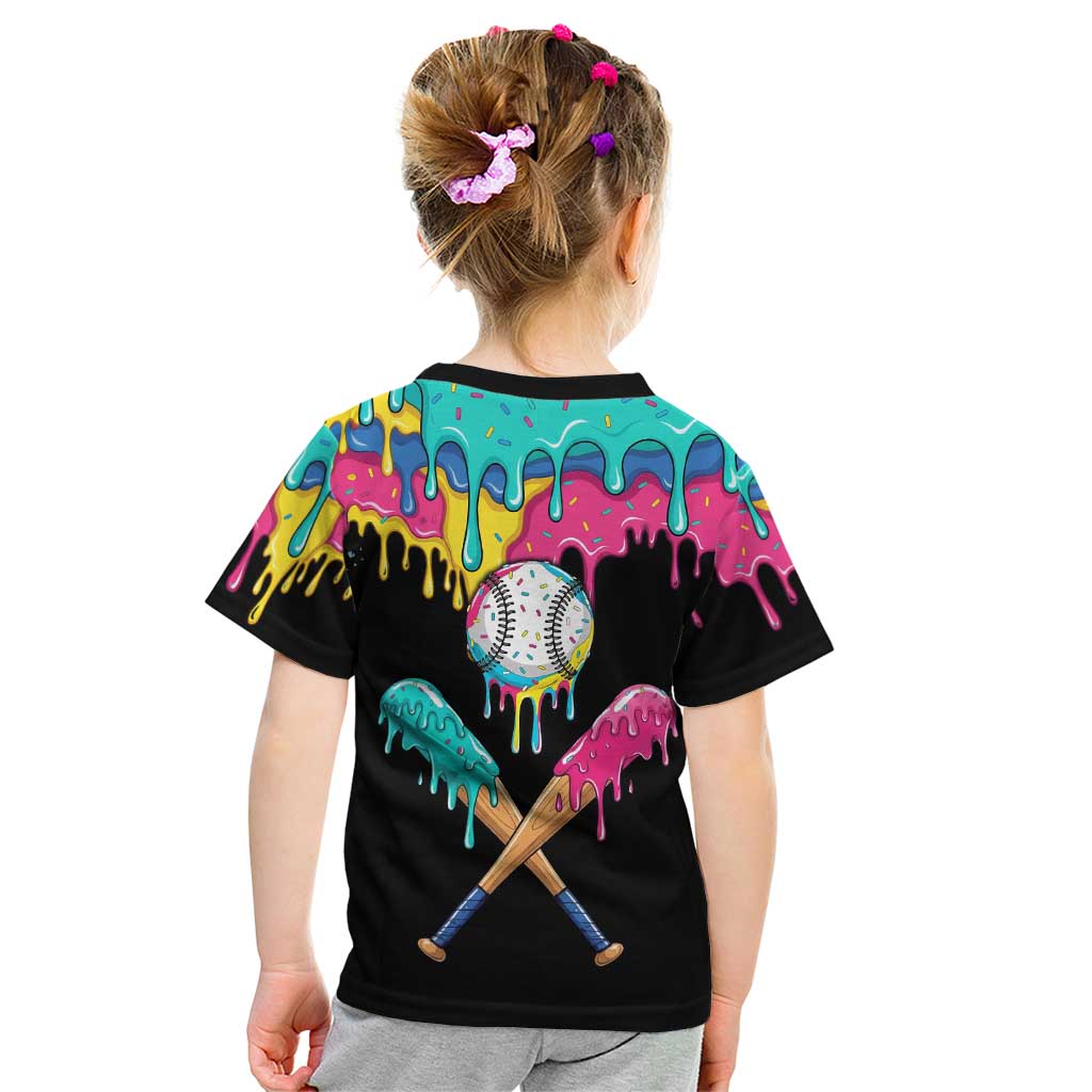 100 Days of School Baseball Kid T Shirt with Sweet Melting Drip Pattern