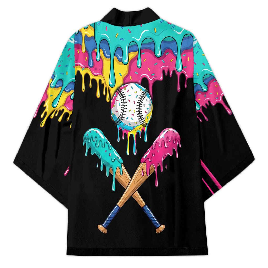 100 Days of School Baseball Kimono with Sweet Melting Drip Pattern