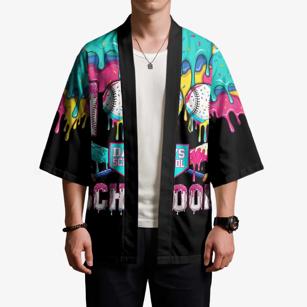 100 Days of School Baseball Kimono with Sweet Melting Drip Pattern