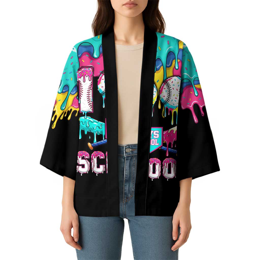100 Days of School Baseball Kimono with Sweet Melting Drip Pattern