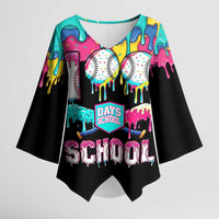 100 Days of School Baseball Kimono Sleeve Blouse with Sweet Melting Drip Pattern