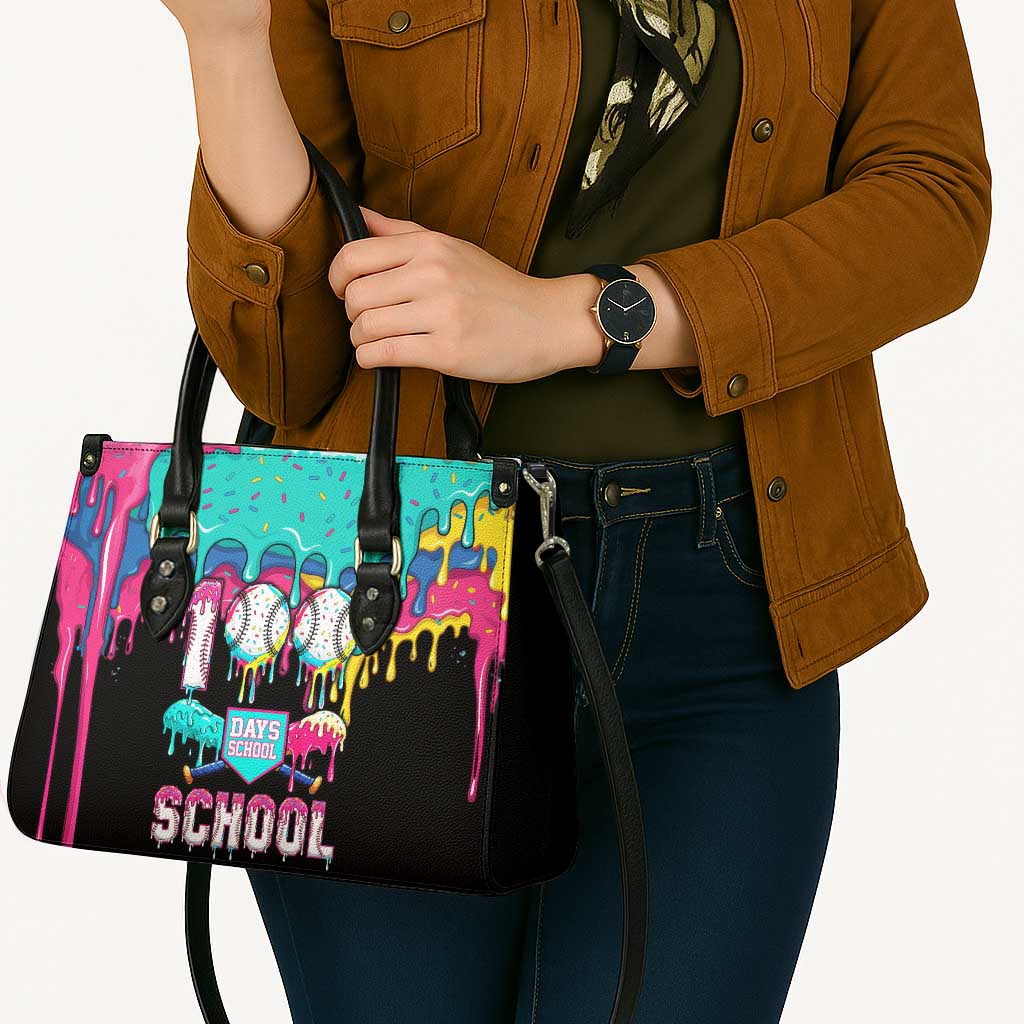 100 Days of School Baseball Leather Bag with Sweet Melting Drip Pattern
