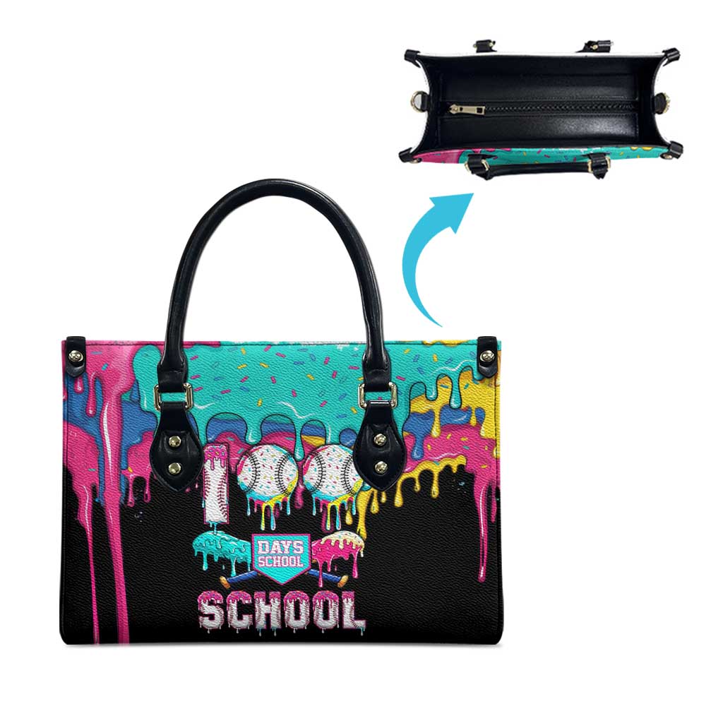 100 Days of School Baseball Leather Bag with Sweet Melting Drip Pattern