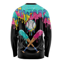 100 Days of School Baseball Long Sleeve Shirt with Sweet Melting Drip Pattern