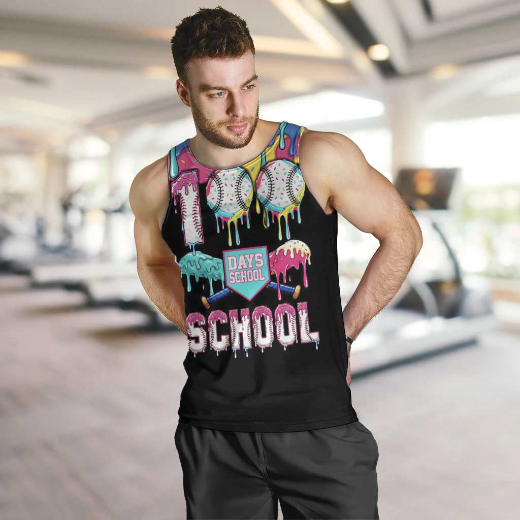 100 Days of School Baseball Men Tank Top with Sweet Melting Drip Pattern