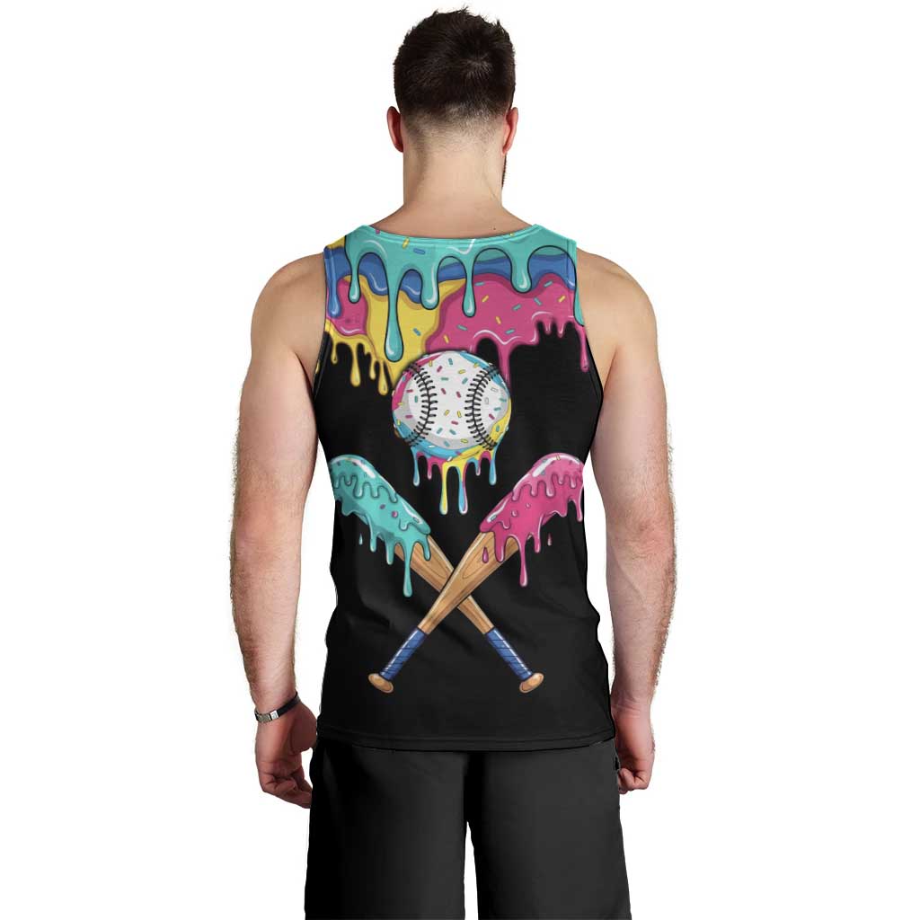 100 Days of School Baseball Men Tank Top with Sweet Melting Drip Pattern