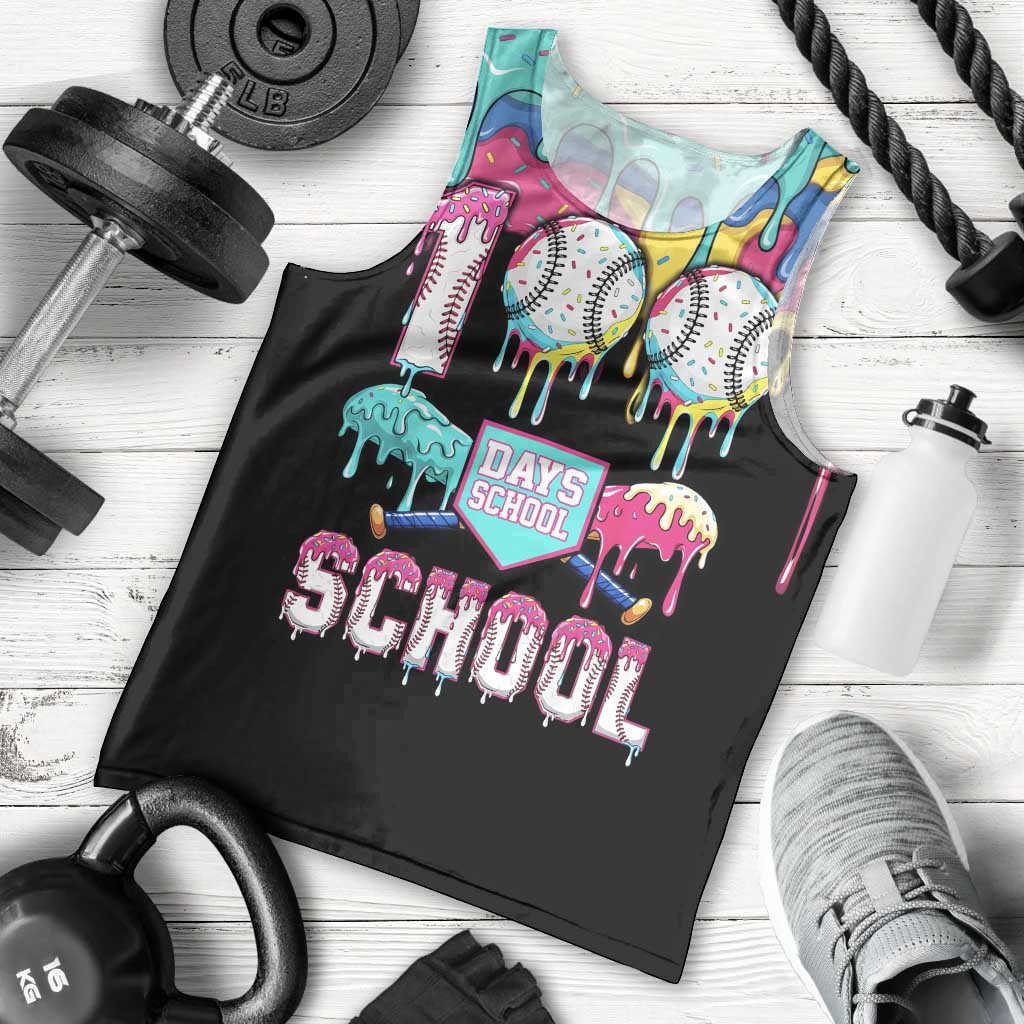100 Days of School Baseball Men Tank Top with Sweet Melting Drip Pattern