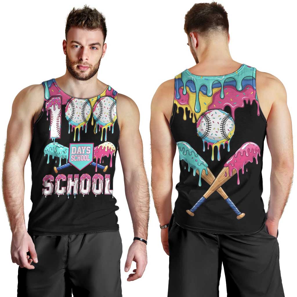 100 Days of School Baseball Men Tank Top with Sweet Melting Drip Pattern