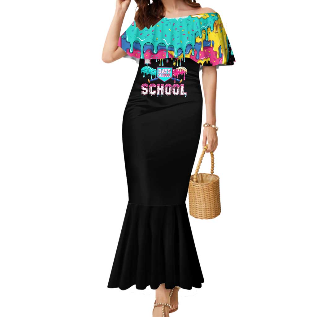 100 Days of School Baseball Mermaid Dress with Sweet Melting Drip Pattern