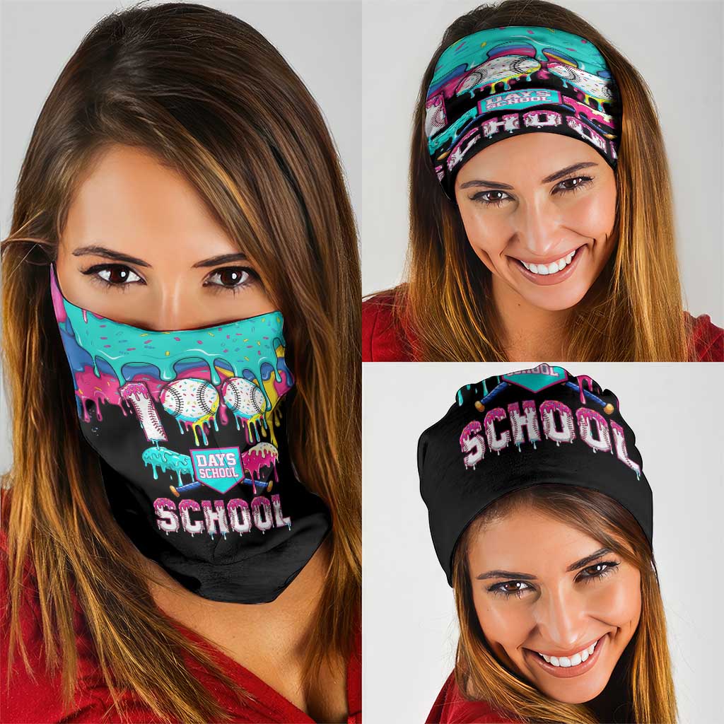 100 Days of School Baseball Neck Gaiter with Sweet Melting Drip Pattern