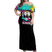100 Days of School Baseball Off Shoulder Maxi Dress with Sweet Melting Drip Pattern