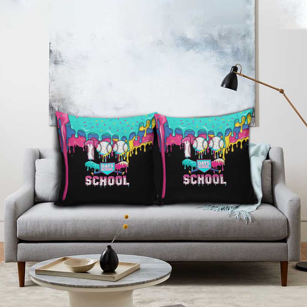 100 Days of School Baseball Pillow Cover with Sweet Melting Drip Pattern