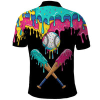 100 Days of School Baseball Polo Shirt with Sweet Melting Drip Pattern