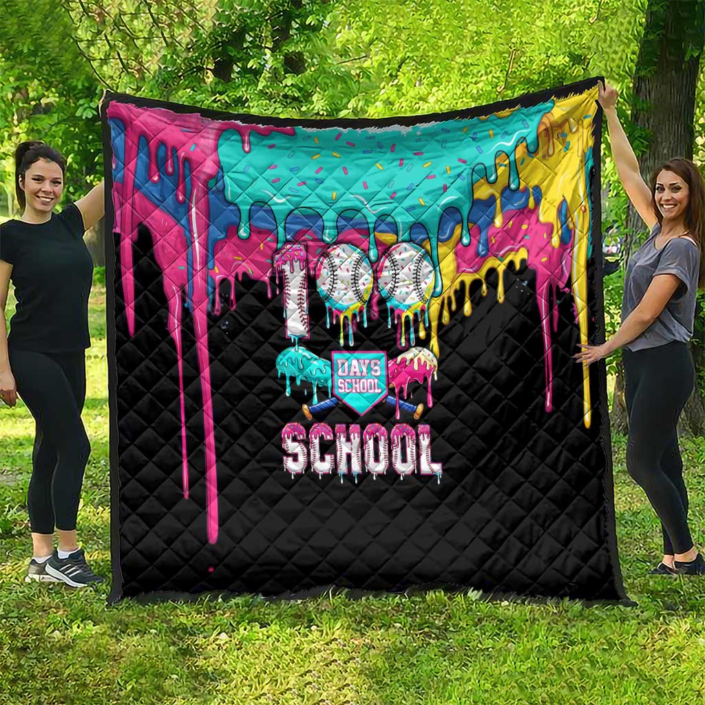 100 Days of School Baseball Quilt with Sweet Melting Drip Pattern