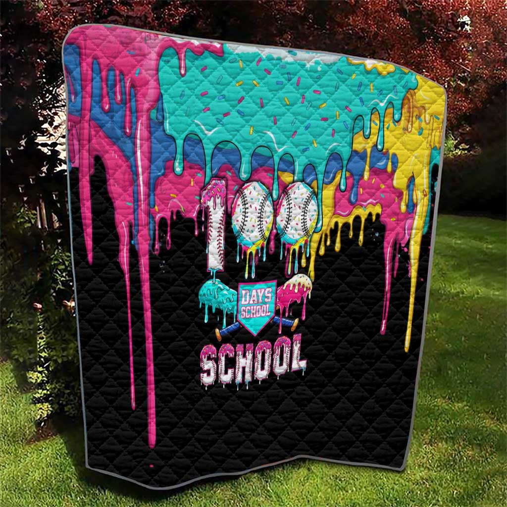 100 Days of School Baseball Quilt with Sweet Melting Drip Pattern
