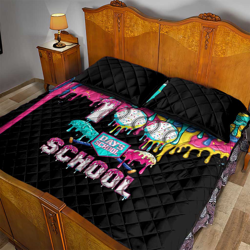 100 Days of School Baseball Quilt Bed Set with Sweet Melting Drip Pattern