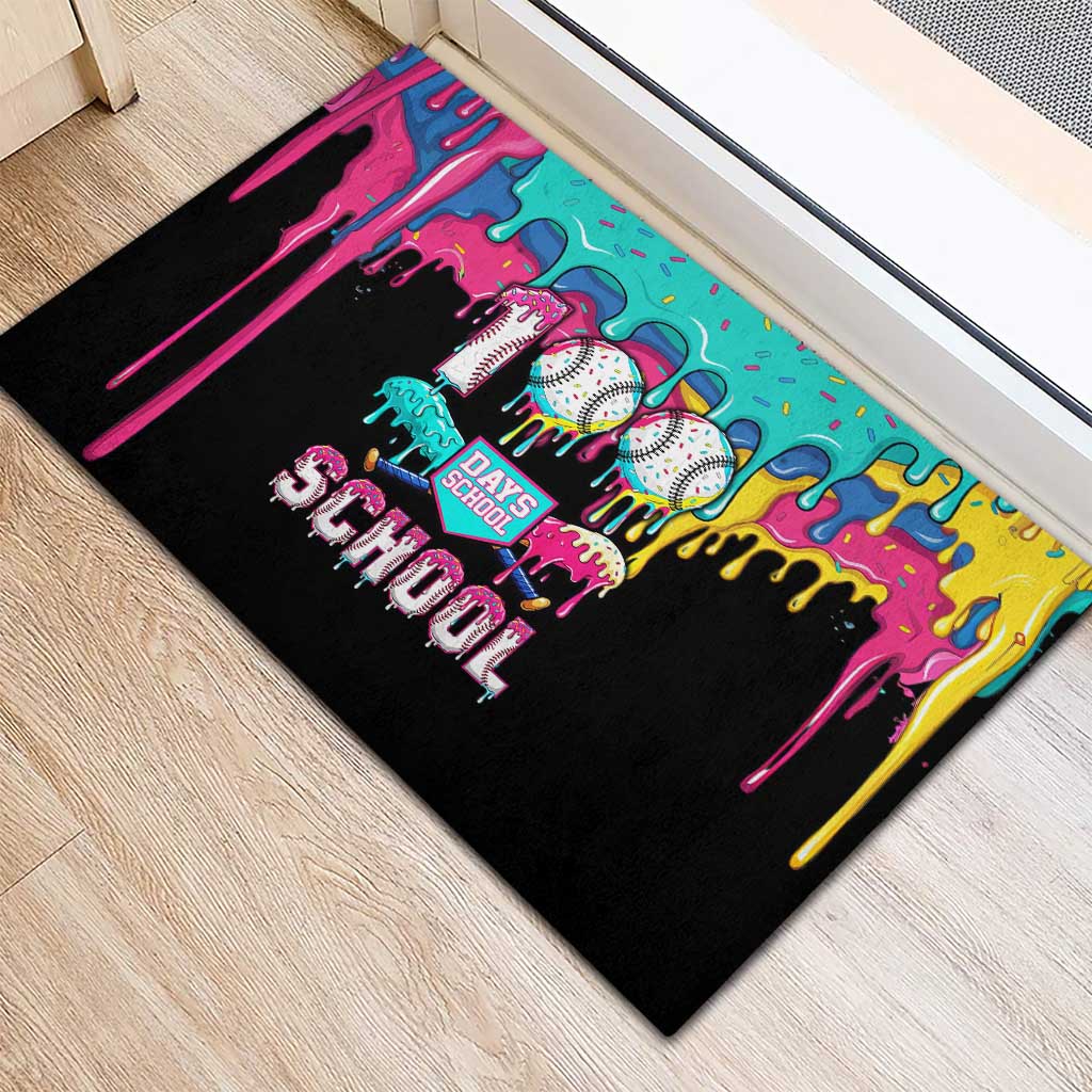 100 Days of School Baseball Rubber Doormat with Sweet Melting Drip Pattern