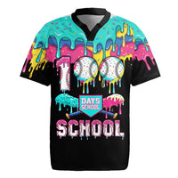 100 Days of School Baseball Rugby Jersey with Sweet Melting Drip Pattern