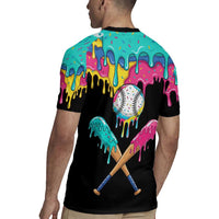 100 Days of School Baseball Rugby Jersey with Sweet Melting Drip Pattern