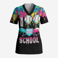 100 Days of School Baseball Scrub Top with Sweet Melting Drip Pattern