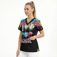 100 Days of School Baseball Scrub Top with Sweet Melting Drip Pattern