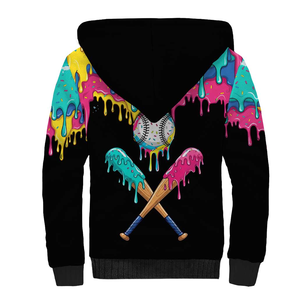 100 Days of School Baseball Sherpa Hoodie with Sweet Melting Drip Pattern