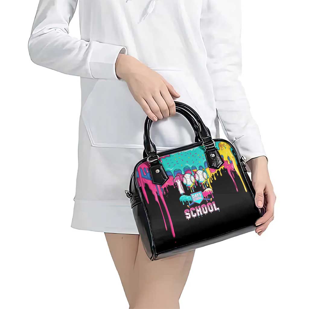 100 Days of School Baseball Shoulder Handbag with Sweet Melting Drip Pattern