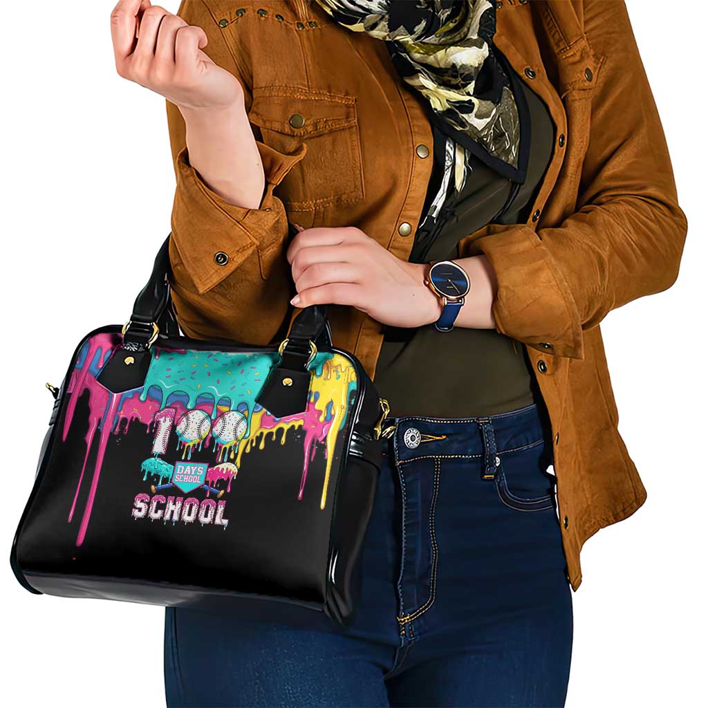 100 Days of School Baseball Shoulder Handbag with Sweet Melting Drip Pattern