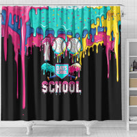 100 Days of School Baseball Shower Curtain with Sweet Melting Drip Pattern