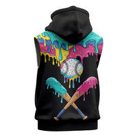 100 Days of School Baseball Sleeveless Hoodie with Sweet Melting Drip Pattern