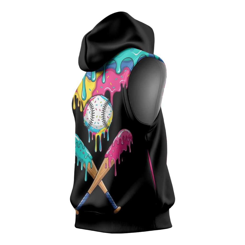 100 Days of School Baseball Sleeveless Hoodie with Sweet Melting Drip Pattern