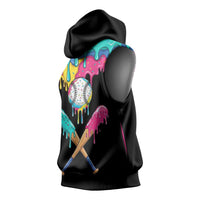 100 Days of School Baseball Sleeveless Hoodie with Sweet Melting Drip Pattern