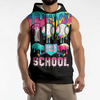 100 Days of School Baseball Sleeveless Hoodie with Sweet Melting Drip Pattern