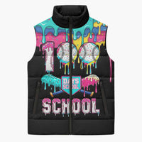 100 Days of School Baseball Sleeveless Puffer Jacket with Sweet Melting Drip Pattern