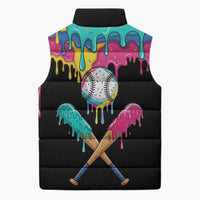 100 Days of School Baseball Sleeveless Puffer Jacket with Sweet Melting Drip Pattern