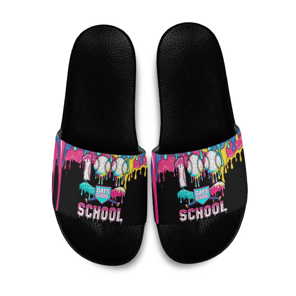 100 Days of School Baseball Slide Sandals with Sweet Melting Drip Pattern