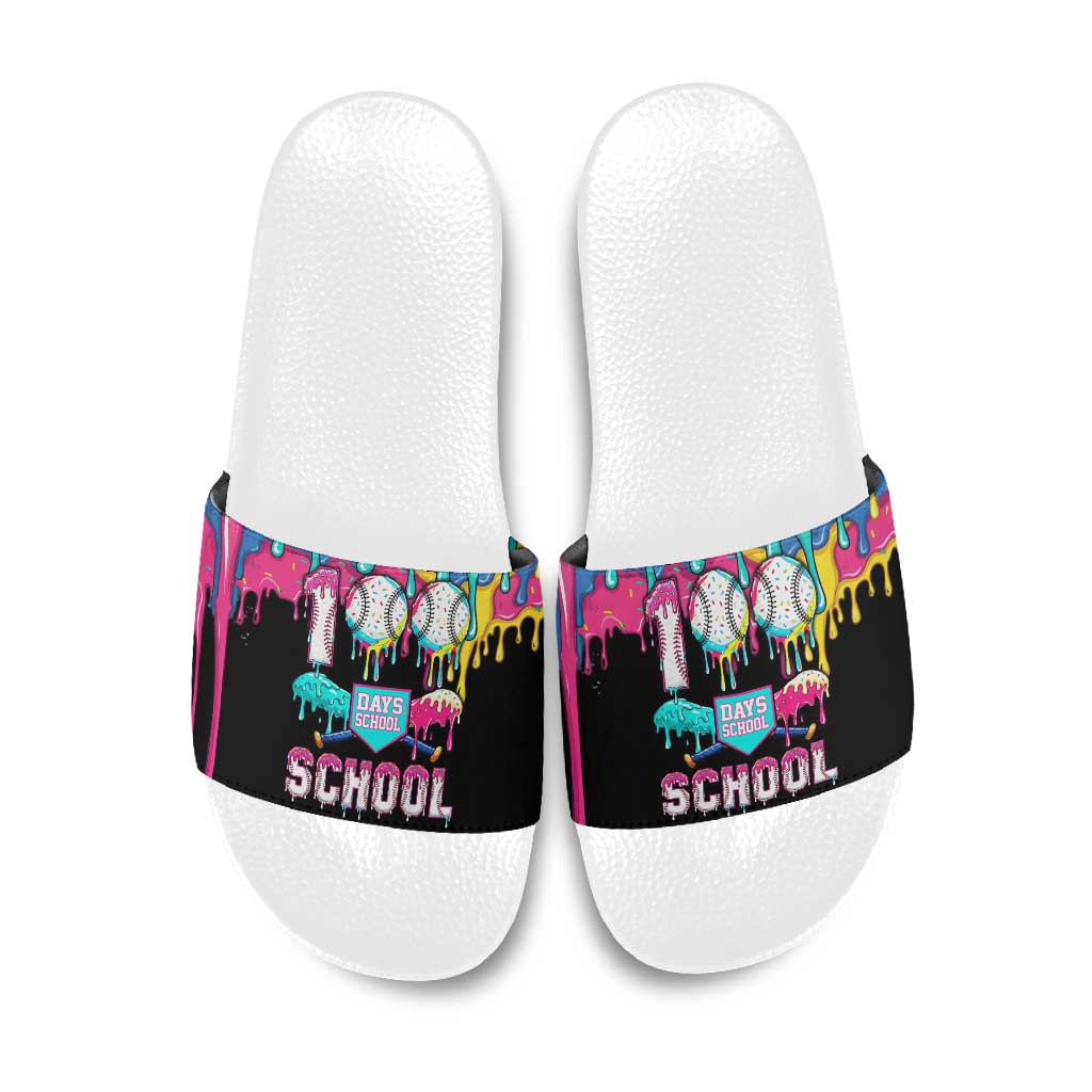 100 Days of School Baseball Slide Sandals with Sweet Melting Drip Pattern