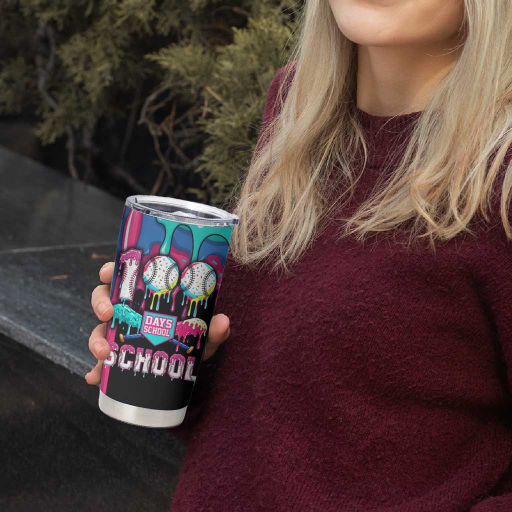 100 Days of School Baseball Tumbler Cup with Sweet Melting Drip Pattern