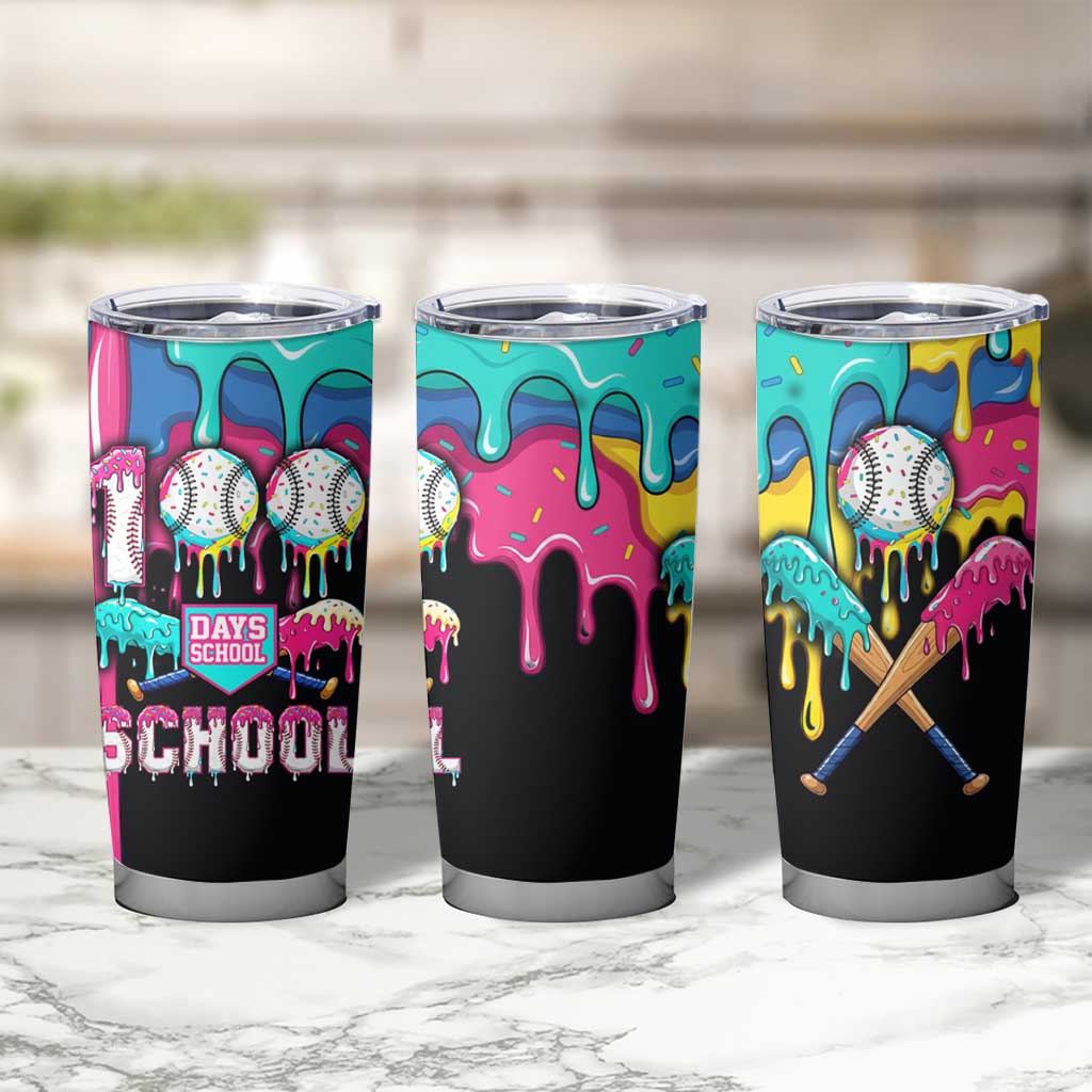 100 Days of School Baseball Tumbler Cup with Sweet Melting Drip Pattern