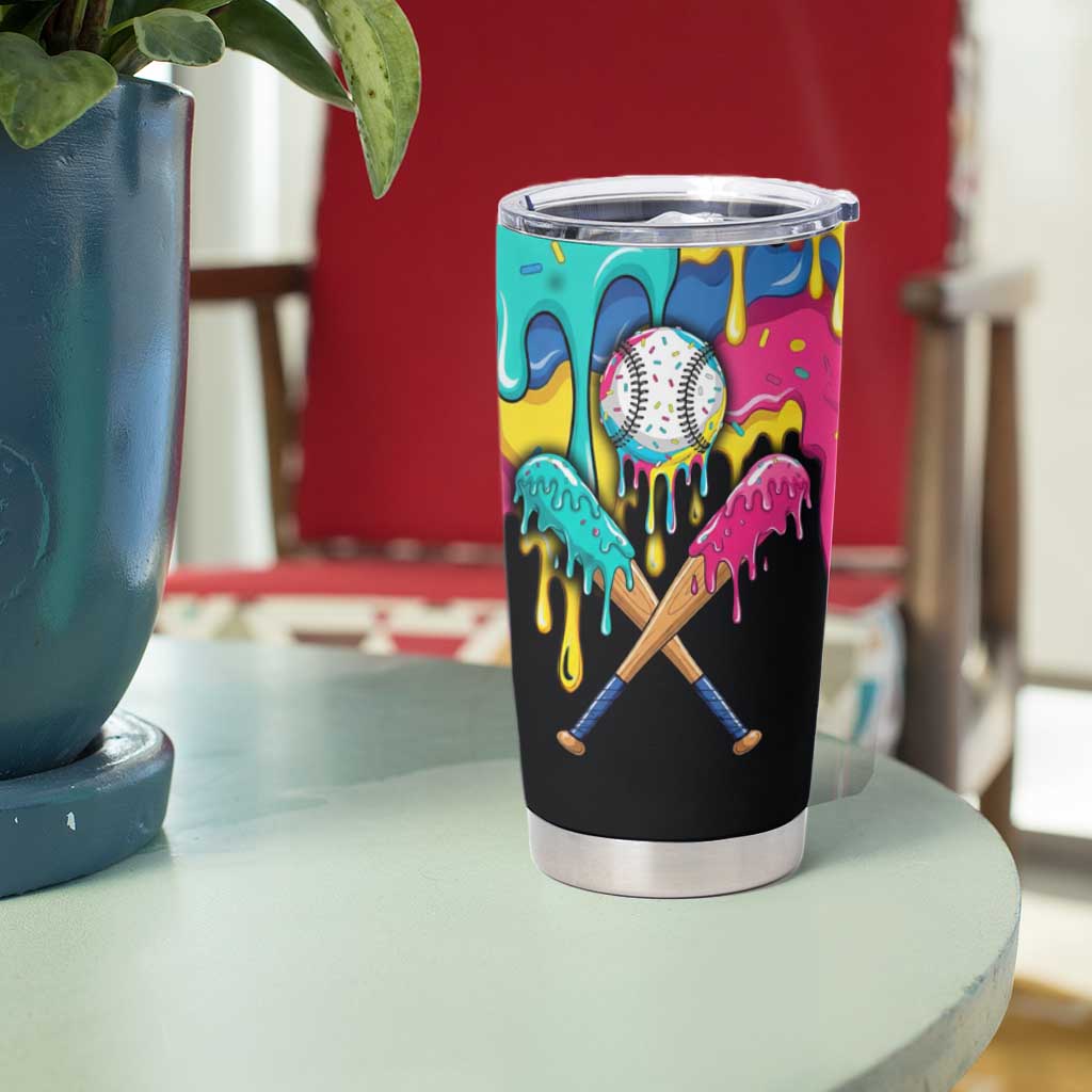 100 Days of School Baseball Tumbler Cup with Sweet Melting Drip Pattern