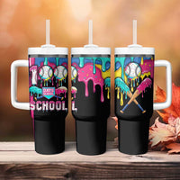 100 Days of School Baseball Tumbler With Handle with Sweet Melting Drip Pattern
