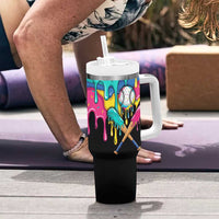 100 Days of School Baseball Tumbler With Handle with Sweet Melting Drip Pattern