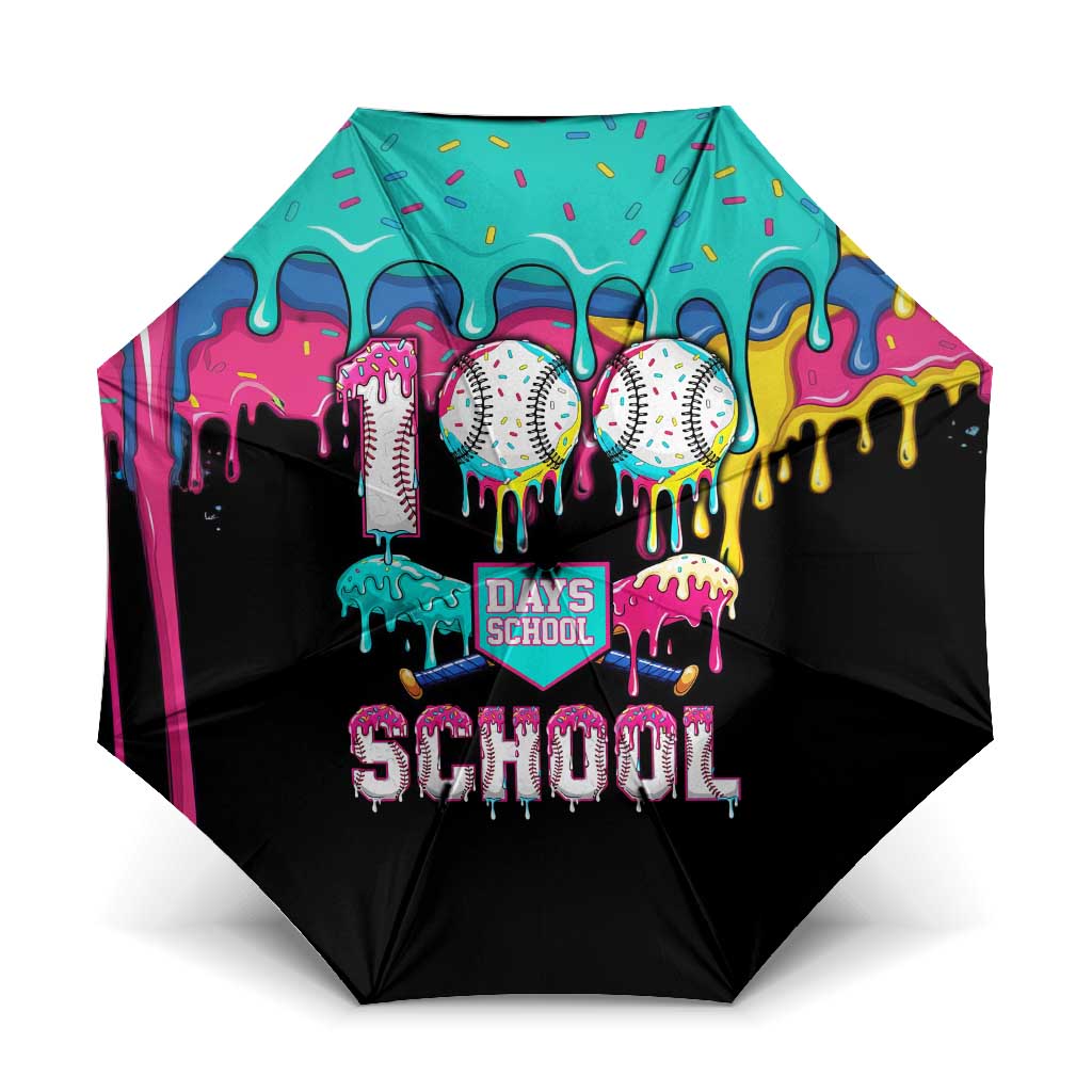 100 Days of School Baseball Umbrella with Sweet Melting Drip Pattern