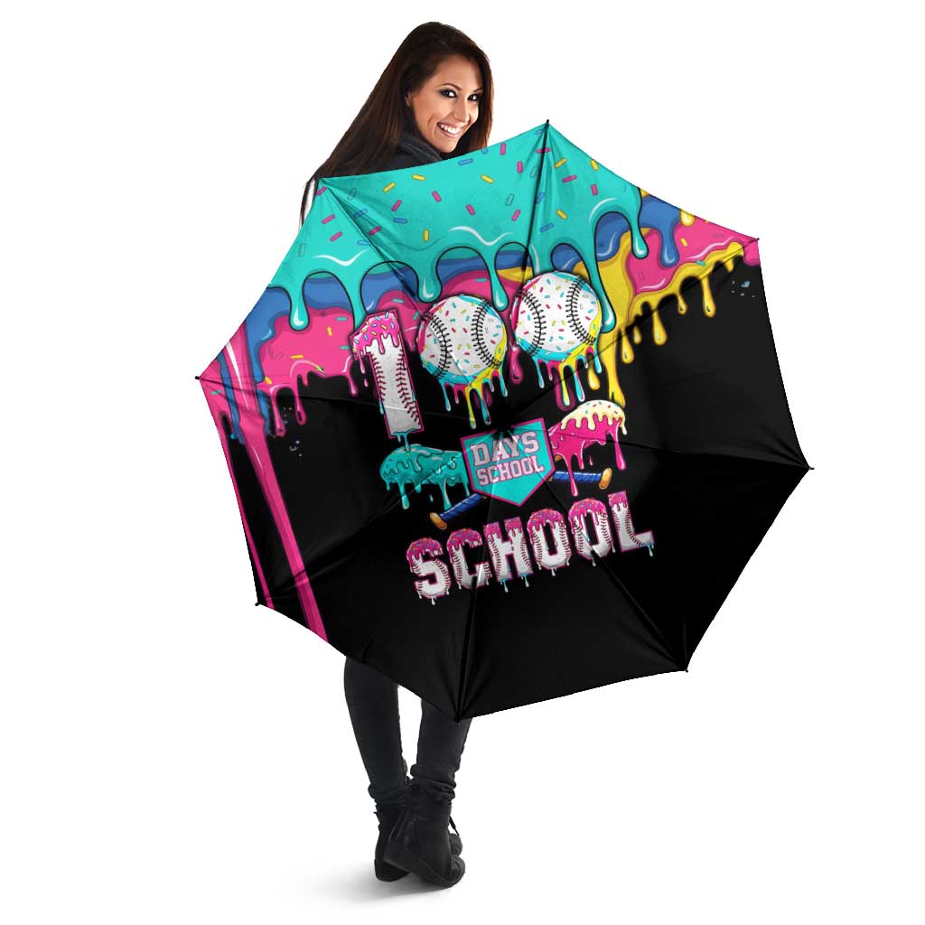 100 Days of School Baseball Umbrella with Sweet Melting Drip Pattern