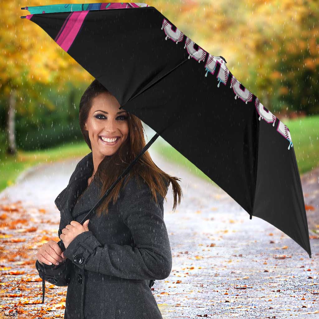 100 Days of School Baseball Umbrella with Sweet Melting Drip Pattern