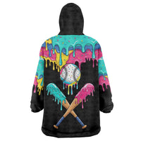 100 Days of School Baseball Wearable Blanket Hoodie with Sweet Melting Drip Pattern