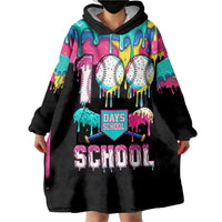 100 Days of School Baseball Wearable Blanket Hoodie with Sweet Melting Drip Pattern