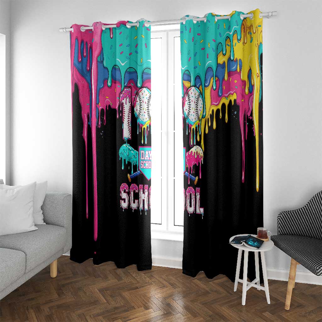 100 Days of School Baseball Window Curtain with Sweet Melting Drip Pattern