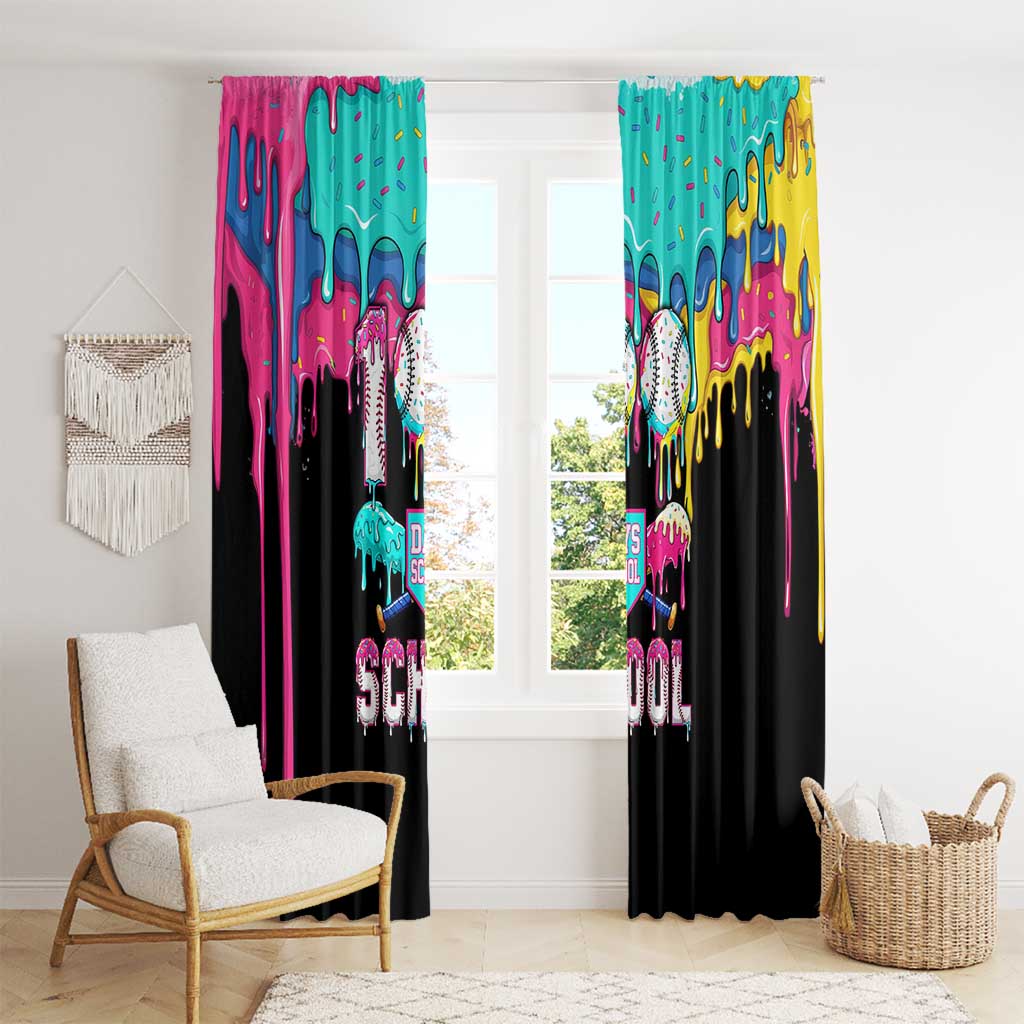 100 Days of School Baseball Window Curtain with Sweet Melting Drip Pattern