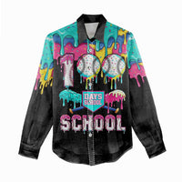 100 Days of School Baseball Women Casual Shirt with Sweet Melting Drip Pattern